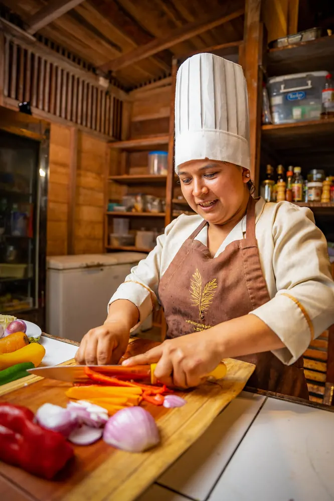 The lodge chef preparing fresh vegetables